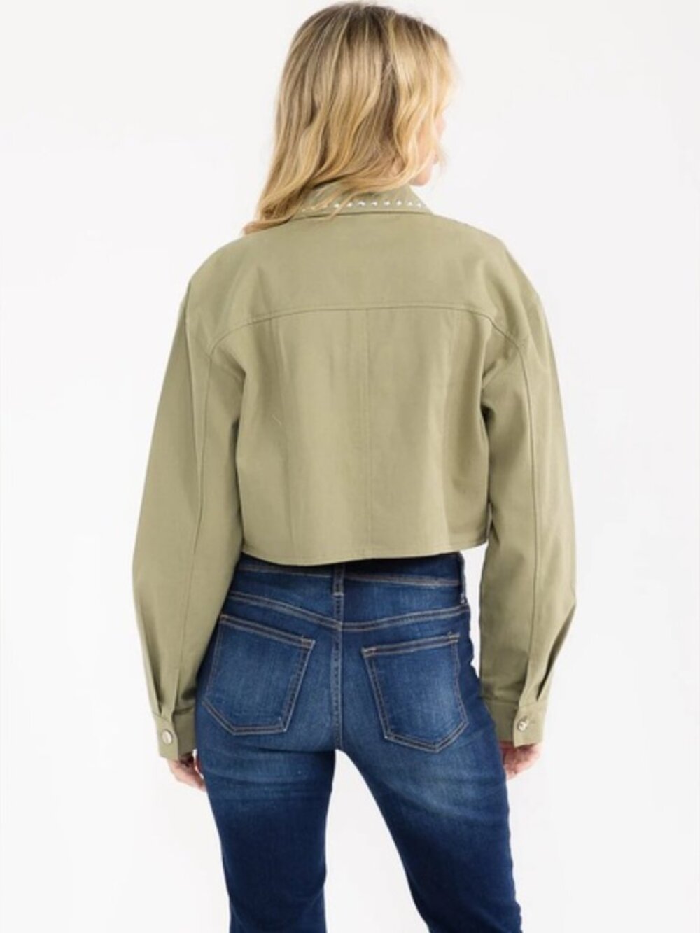 La Reyna Studded Cropped Jacket size small - Picture 2 of 3